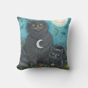 BUBO Y PYEWACKET, COJÍN DECORATIVO DE GATOS NEGROS
