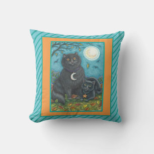 BUBO Y PYEWACKET, COJÍN DECORATIVO DE GATOS NEGROS