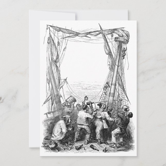 Bucaneros de época y barco pirata naufragado (Anverso)