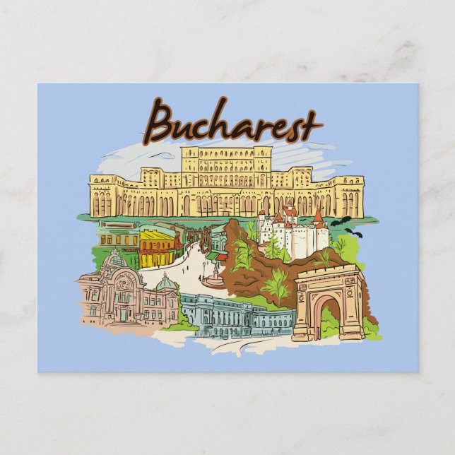 Bucarest, famosa postal de la ciudad de Rumania (Anverso)