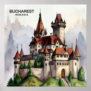 Bucarest Rumania   Arte en Acuarela del Casco Anti