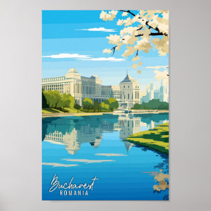 Bucarest Rumanía ilustracion de viajes de arte