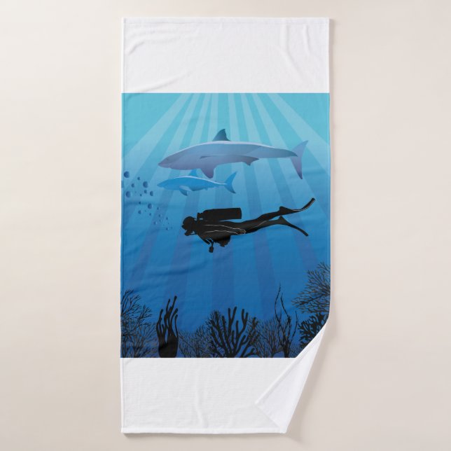 Buceador de tiburones en Scuba (Toalla de baño)