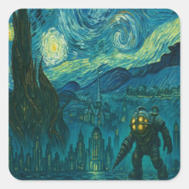 Buceador en Pegatina Starry City