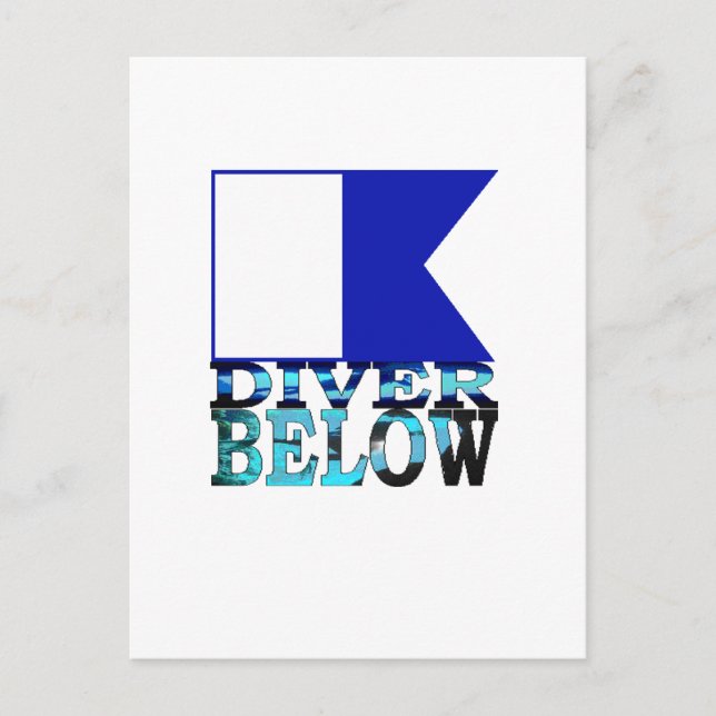 buceador por debajo de la tarjeta postal azul (Anverso)