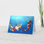 Buceo con escafandra Santa y tarjeta de Navidad<br><div class="desc">Nuestra tarjeta de felicitación original del día de fiesta que ofrece un buceo con escafandra Papá Noel y su seahorse de confianza es una gran manera de alcanzar a todos sus compinches de la zambullida durante las vacaciones. Esta tarjeta ofrece una plantilla fácil de usar así que usted puede modificarla...</div>