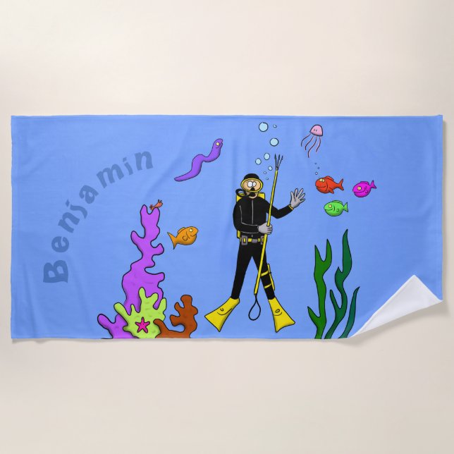 Buceo divertido y toalla de personalizado de pesca (Anverso)