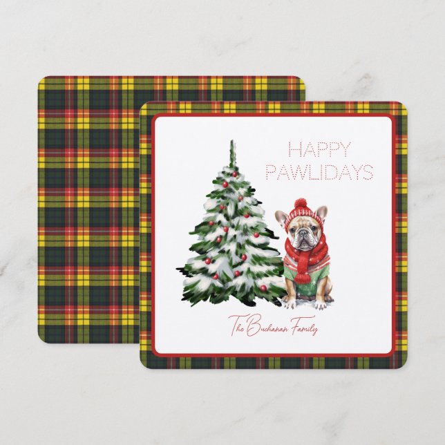 Buchanan Tartan moderno Happy Pawlidays Dog (Anverso / Reverso)