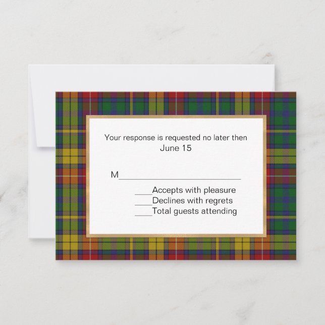 Buchanan Tartan Plaid Wedding Tarjeta RSVP (Anverso)