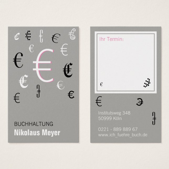 Buchhaltung Visitenkarten mit rosa (Anverso y reverso)