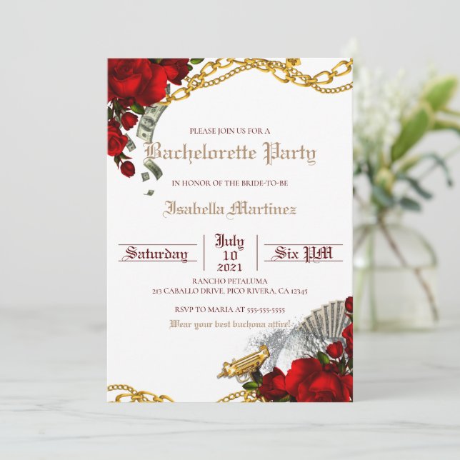Buchona Bachelorette Invitación a esposa (Anverso de pie)