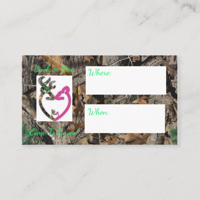 Buck o Doe Baby ducha/revelar invitación (Anverso)