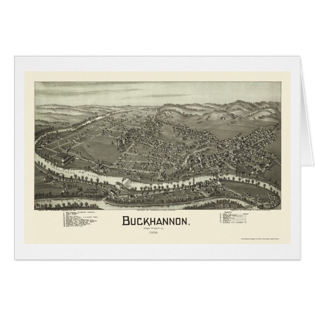 Buckhannon, mapa panorámico de WV - 1900 (Anverso (Horizontal))
