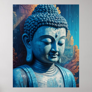 Buda azul Resumen arte de píxeles