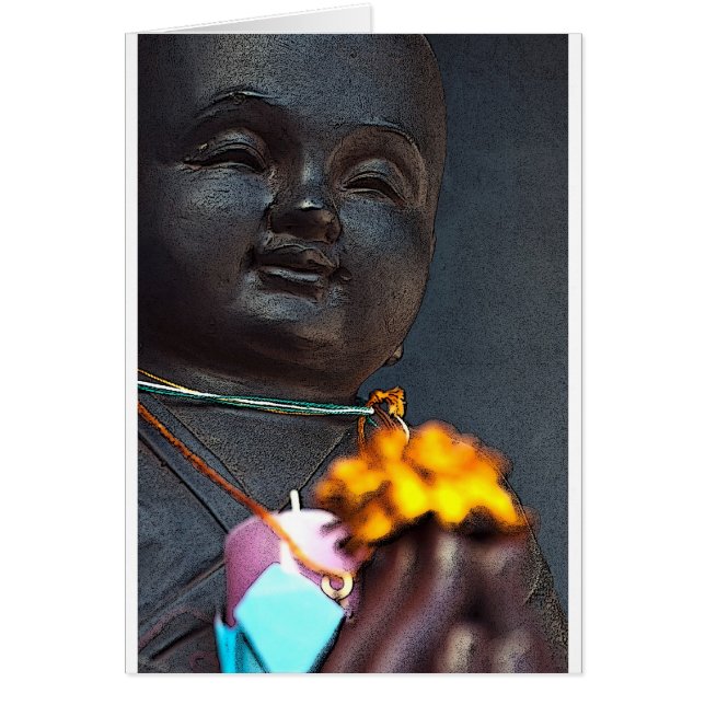 Buda de Jizo con ofrenda Marigold (Frente)