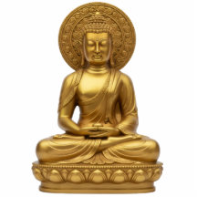 Buda de oro con halo de nimbo estatua 2D