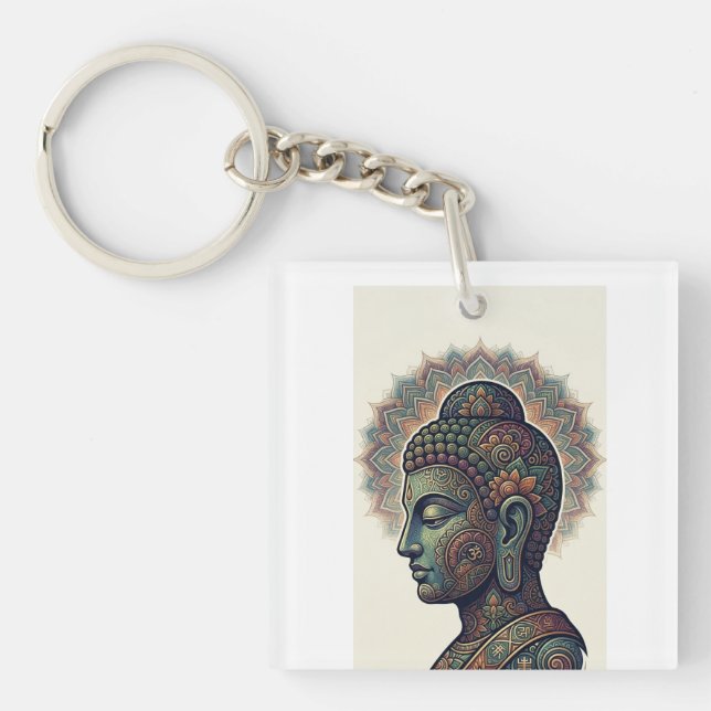 Buda Pacífico y Arte Dhamma - Llavero de Acrílico (Frente)