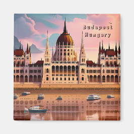 Budapest Hungría imán vintage de arte de viajes