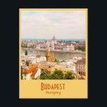 Budapest, Hungría, postal antigua<br><div class="desc">Una postal retro de Budapest, Hungría. El hermoso edificio del parlamento en Budapest mira al río Danubio. Este diseño es un gran recuerdo para aquellos que ya han hecho un viaje a esta joya de Hunary o aquellos que sueñan con su viaje a Hungría. Esta postal vintage es totalmente personalizable...</div>
