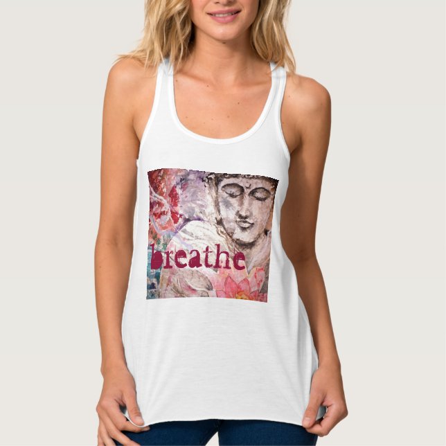 Buddha Breathe Watercolor Art Tank Top (Anverso)