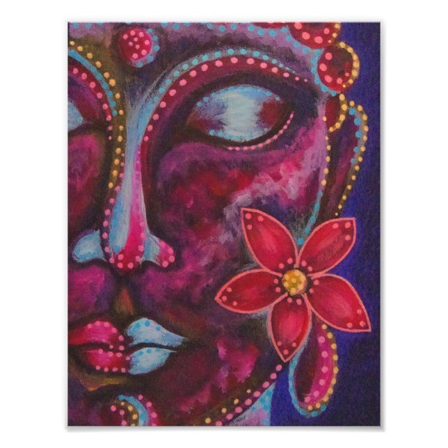 BUDDHA CON POSTER DE IMPRESIÓN DE FOTO DE FLORES (Frente)
