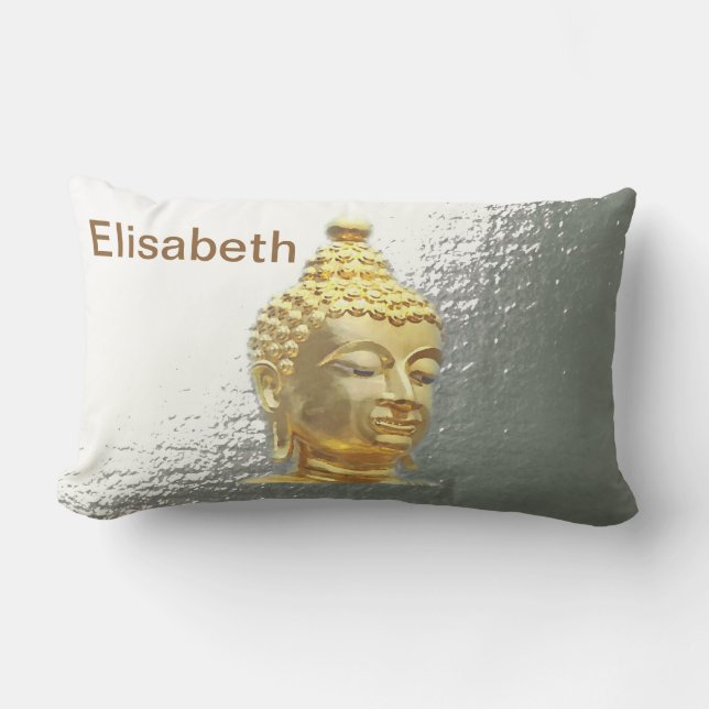 buddha en almohada lumbar plateada (Anverso)