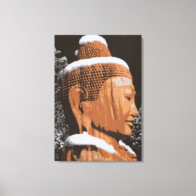 buddha en lienzo envuelto en nieve (Anverso)