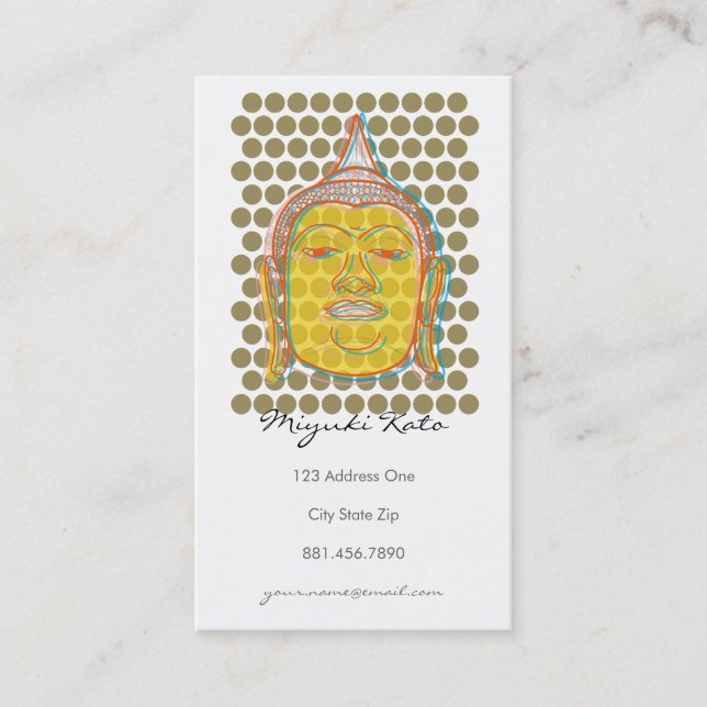 Buddha Pop Dots Modern Zen Elegante Tarjeta de per (Anverso)