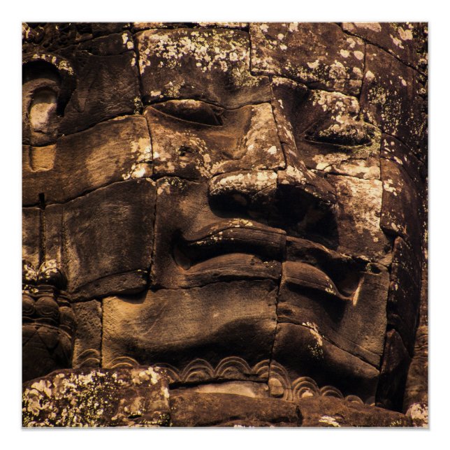 Buddha Totem Angkor Wat Cambodia Square Art Poster (Anverso)