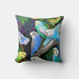Budgerigars en almohada de los helechos