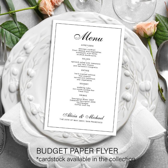 Budget elegant black and white wedding menu (Subido por el creador)