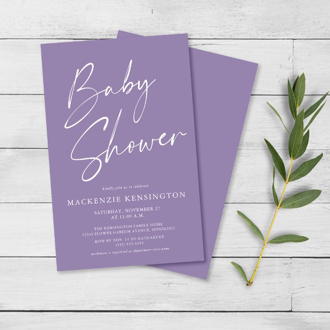 Budget Lavender Purple Script Baby Shower FLYER (Subido por el creador)