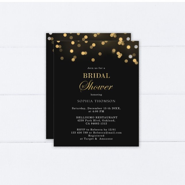 Budget Modern Black and Gold Bridal Shower Flyer (Subido por el creador)