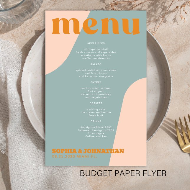 Budget modern retro groovy wedding menu template (Subido por el creador)