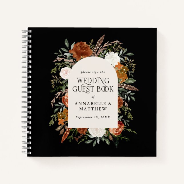 Budget Terracota floral boda libro rústico (Anverso)