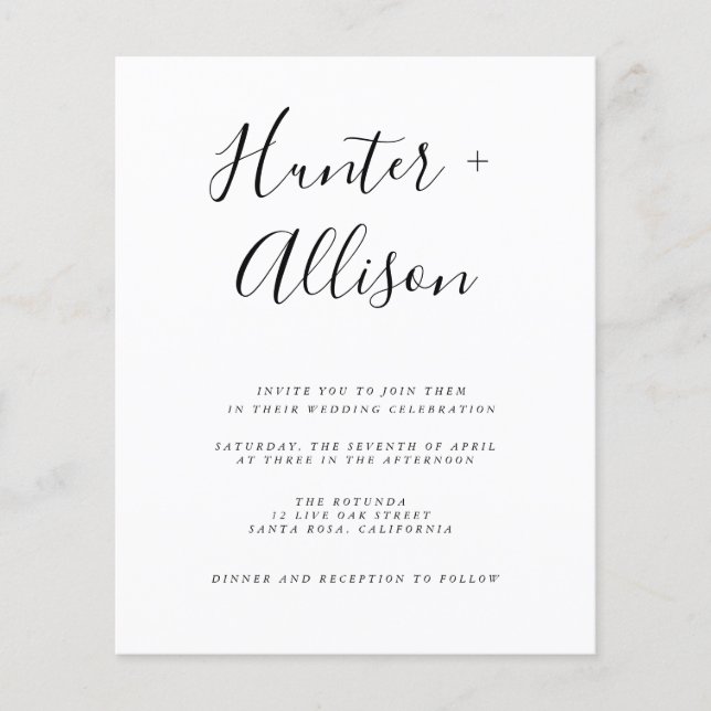 Budget Wedding Invitation  Flyer (Frente)