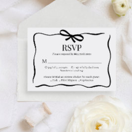 BUDGET Whimsical Black Bow Tie Wedding Menu Rsvp