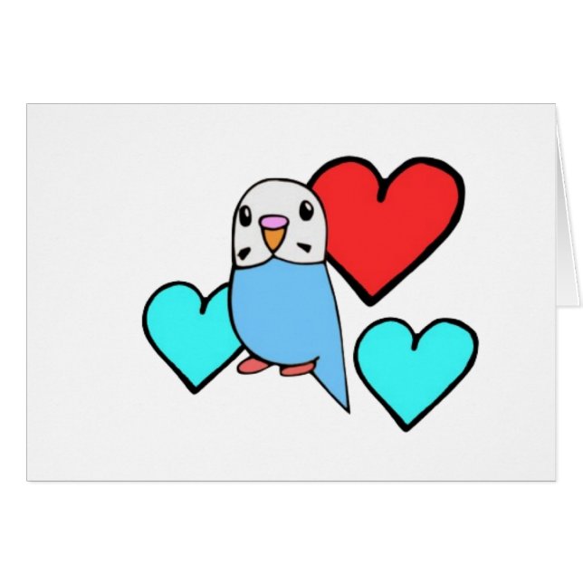 Budgie azul con los corazones (Anverso (Horizontal))
