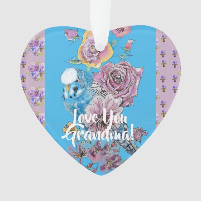 Budgie Love You Grandma Navidad Decoración (Anverso)