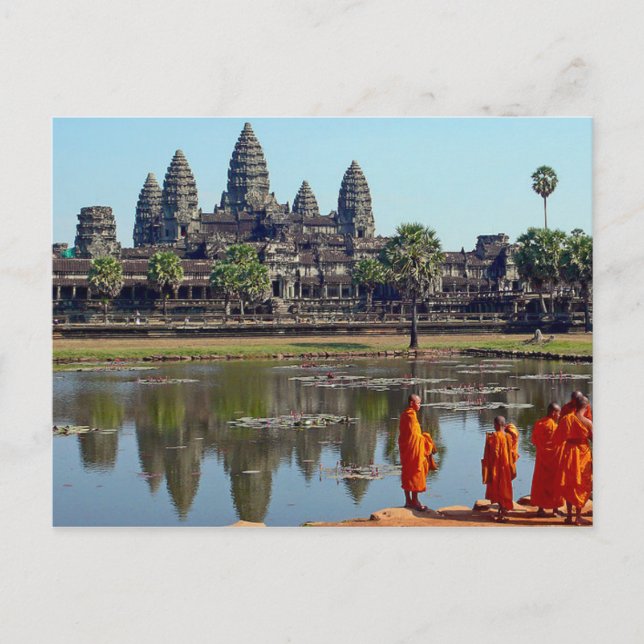 Budistas de postales en Angkor Wat, Camboya (Anverso)