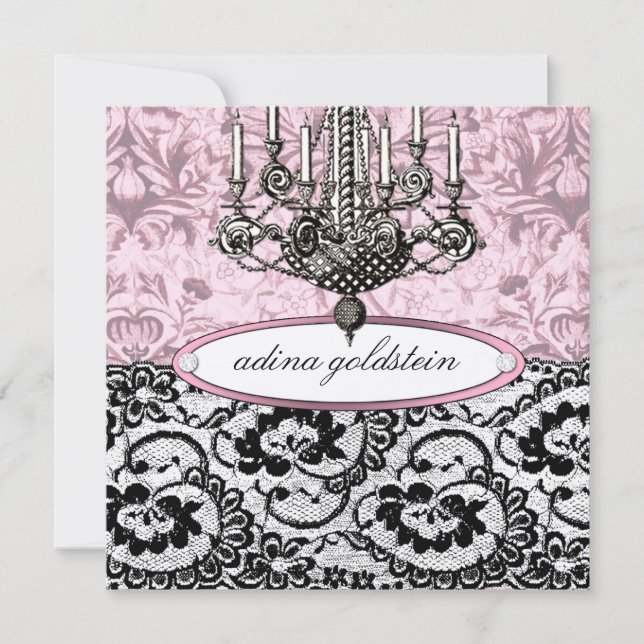 Budoir 311-Frenchie| Invitación rosa vintage (Anverso)