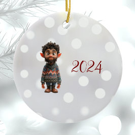 Buen Guy Navidades Elf Ornamento cerámico