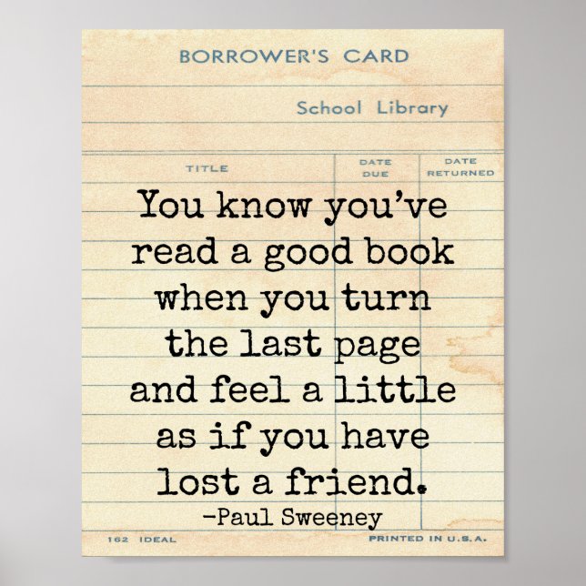 Buen libro perdido amigo Paul Sweeney cita el arte (Frente)