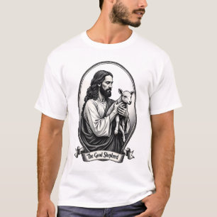 Buen Pastor Jesús Grabado Vintage Camiseta Fe 