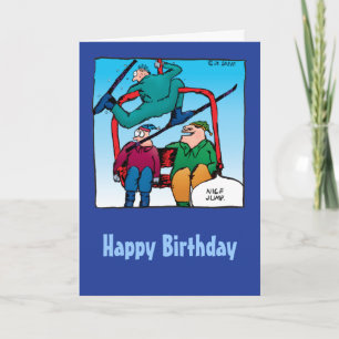 ¡Buen salto! Tarjeta de cumpleaños para esquiadore