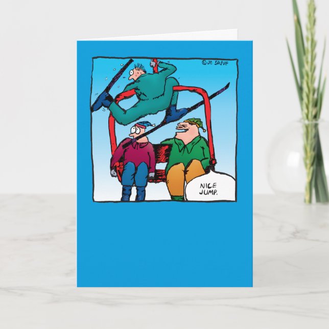 ¡Buen Salto! Tarjeta de Navidades de esquí (Anverso)