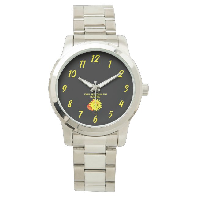 Buen Sol Nocturno Unisex reloj de pulsera plateado (Anverso)