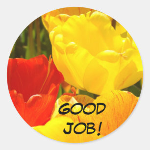 ¡Buen Trabajo! pegatinas Rojo Amarillo Tulipán Flo