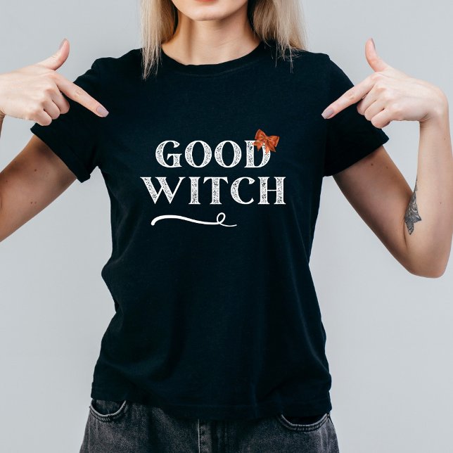 Buena Bruja - lindo naranja arco negro camiseta (Subido por el creador)