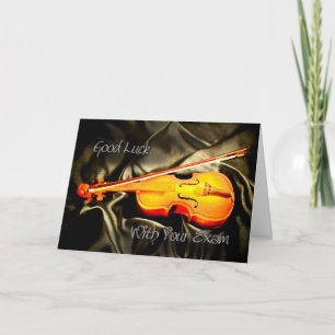 Buena suerte con tu examen, una tarjeta de violín